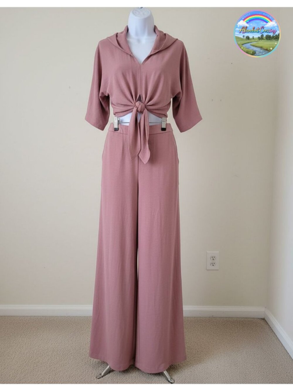 PRETTYGARDEN Women's 2 Piece Tracksuit Summer Outfits V Neck Crop Top Wide Leg